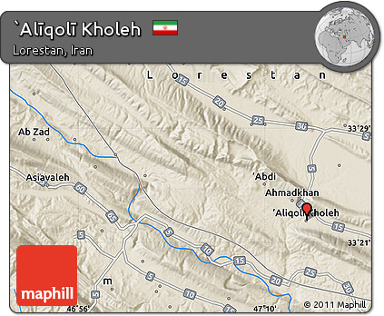 Shaded Relief Map of `Alīqolī Kholeh