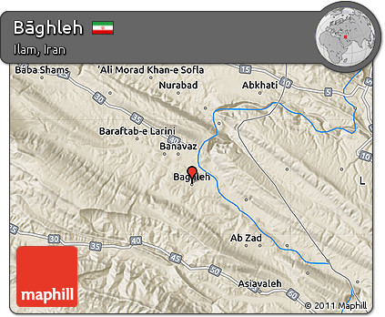 Shaded Relief Map of Bāghleh