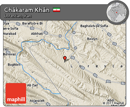 Shaded Relief Map of Chākaram Khān