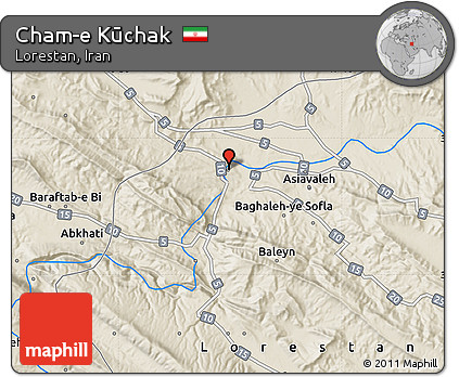 Shaded Relief Map of Cham-e Kūchak