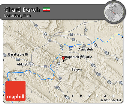 Shaded Relief Map of Charū Dareh