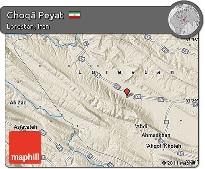 Shaded Relief Map of Choqā Peyat