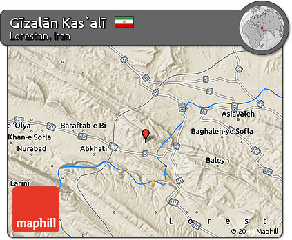 Shaded Relief Map of Gīzalān Kas`alī