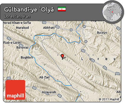Shaded Relief Map of Gūlbandī-ye `Olyā