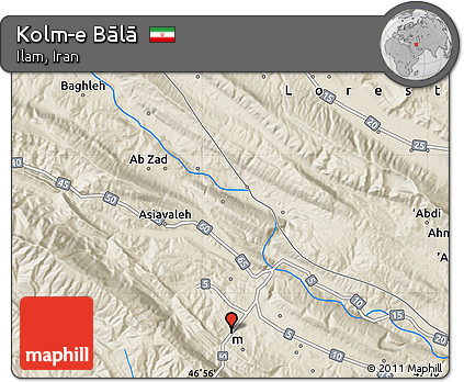 Shaded Relief Map of Kolm-e Bālā