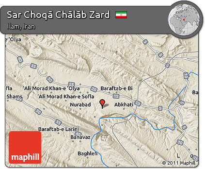Shaded Relief Map of Sar Choqā Chālāb Zard