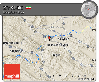 Shaded Relief Map of Zīr Khākī