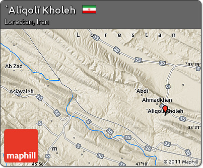 Shaded Relief Map of `Alīqolī Kholeh