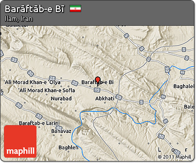 Shaded Relief Map of Barāftāb-e Bī