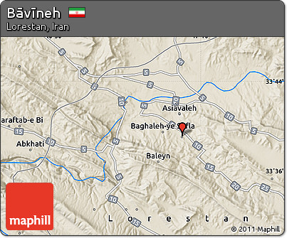 Shaded Relief Map of Bāvīneh