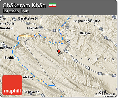 Shaded Relief Map of Chākaram Khān