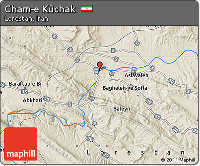 Shaded Relief Map of Cham-e Kūchak