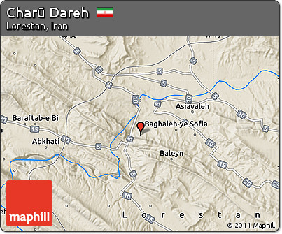 Shaded Relief Map of Charū Dareh