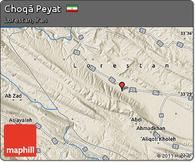 Shaded Relief Map of Choqā Peyat