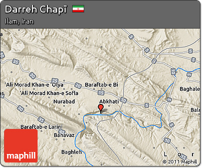 Shaded Relief Map of Darreh Chapī