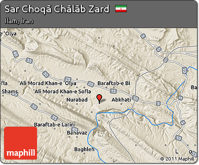 Shaded Relief Map of Sar Choqā Chālāb Zard