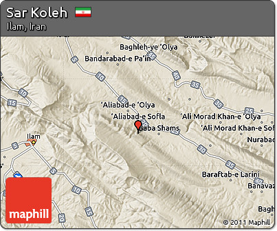Shaded Relief Map of Sar Koleh