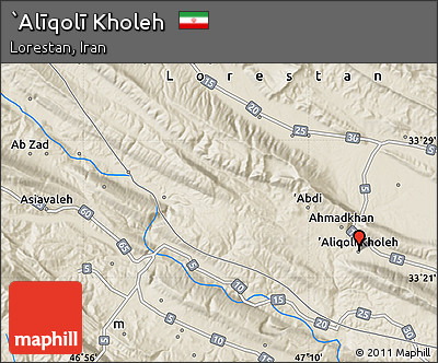 Shaded Relief Map of `Alīqolī Kholeh