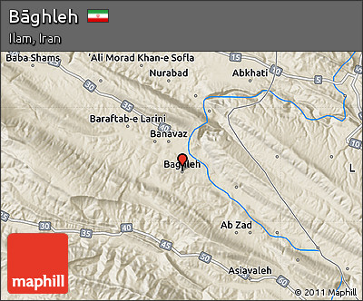 Shaded Relief Map of Bāghleh