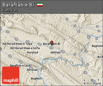 Shaded Relief Map of Barāftāb-e Bī