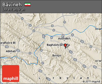 Shaded Relief Map of Bāvīneh