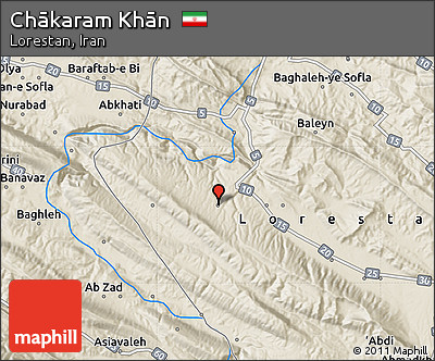 Shaded Relief Map of Chākaram Khān