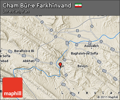 Shaded Relief Map of Cham Būr-e Farkhīnvand