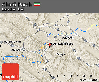 Shaded Relief Map of Charū Dareh