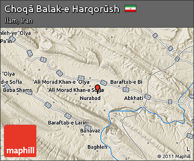 Shaded Relief Map of Choqā Balak-e Harqorūsh