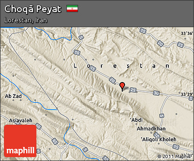Shaded Relief Map of Choqā Peyat