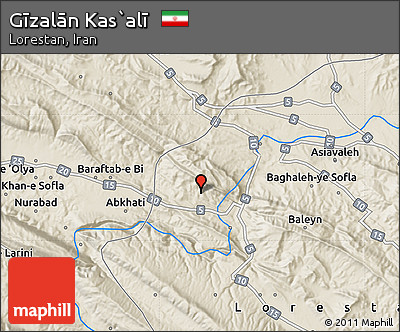 Shaded Relief Map of Gīzalān Kas`alī
