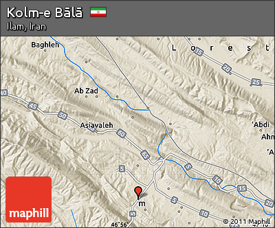 Shaded Relief Map of Kolm-e Bālā