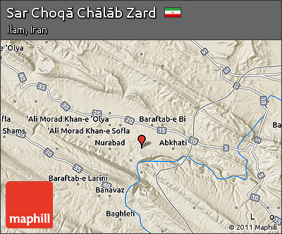 Shaded Relief Map of Sar Choqā Chālāb Zard