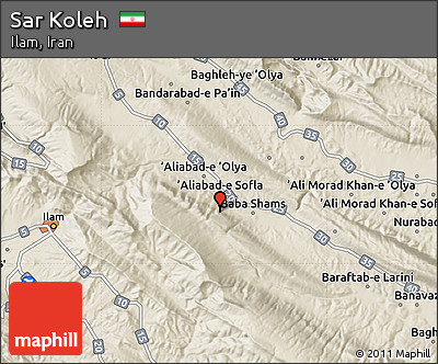 Shaded Relief Map of Sar Koleh