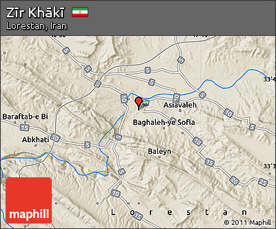 Shaded Relief Map of Zīr Khākī