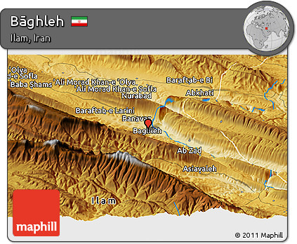 Physical Panoramic Map of Bāghleh