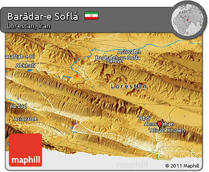 Physical Panoramic Map of Barādar-e Soflá
