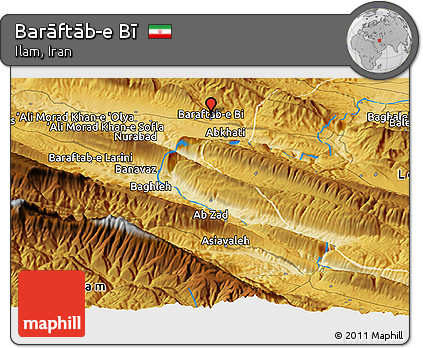 Physical Panoramic Map of Barāftāb-e Bī