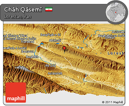 Physical Panoramic Map of Chāh Qāsemī