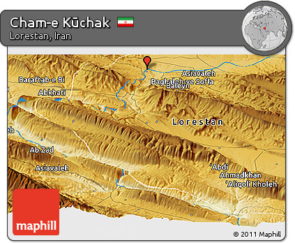 Physical Panoramic Map of Cham-e Kūchak