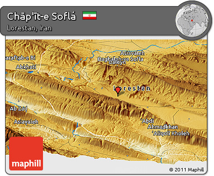 Physical Panoramic Map of Chāp'īt-e Soflá