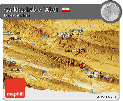Physical Panoramic Map of Garkhashāb-e `Abdī