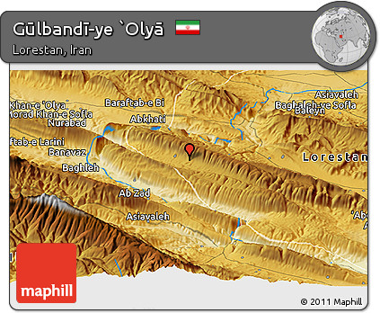 Physical Panoramic Map of Gūlbandī-ye `Olyā