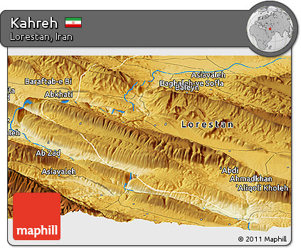 Physical Panoramic Map of Kahreh