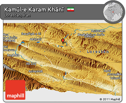 Physical Panoramic Map of Kamūl-e Karam Khānī