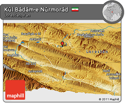 Physical Panoramic Map of Kūl Bādām-e Nūrmorād