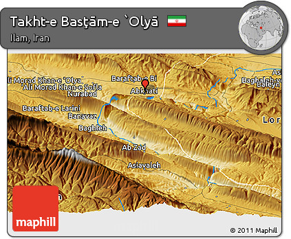Physical Panoramic Map of Takht-e Basţām-e `Olyā