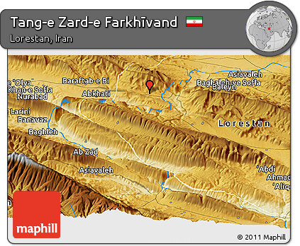 Physical Panoramic Map of Tang-e Zard-e Farkhīvand