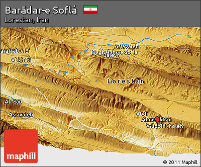 Physical Panoramic Map of Barādar-e Soflá
