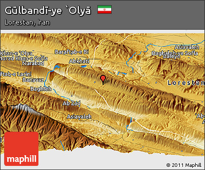 Physical Panoramic Map of Gūlbandī-ye `Olyā
